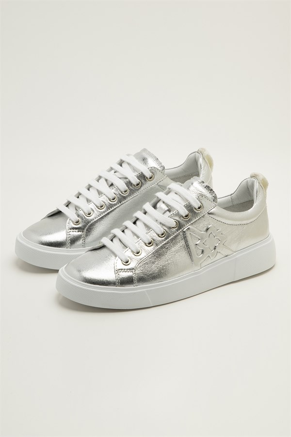 Leather Sneakers Silver